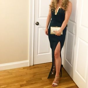 ASOS bandeau maxi dress with gold bar detail